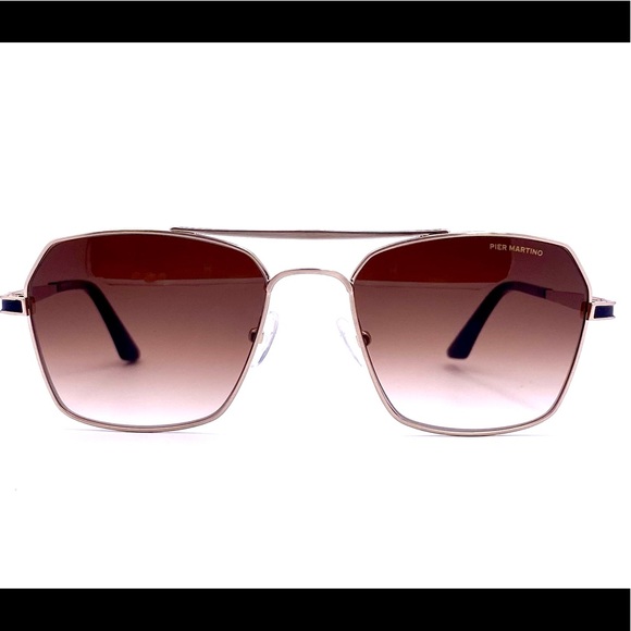 Men’s Aviator Matt Gold Metal Sunglasses Brown Lens By Pier Martino Italy - Picture 2 of 10